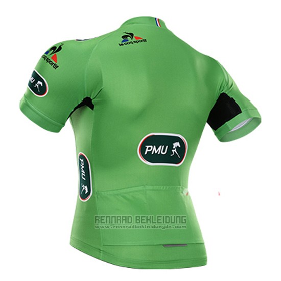 2015 Fahrradbekleidung Tour de France Grun Trikot Kurzarm und Tragerhose